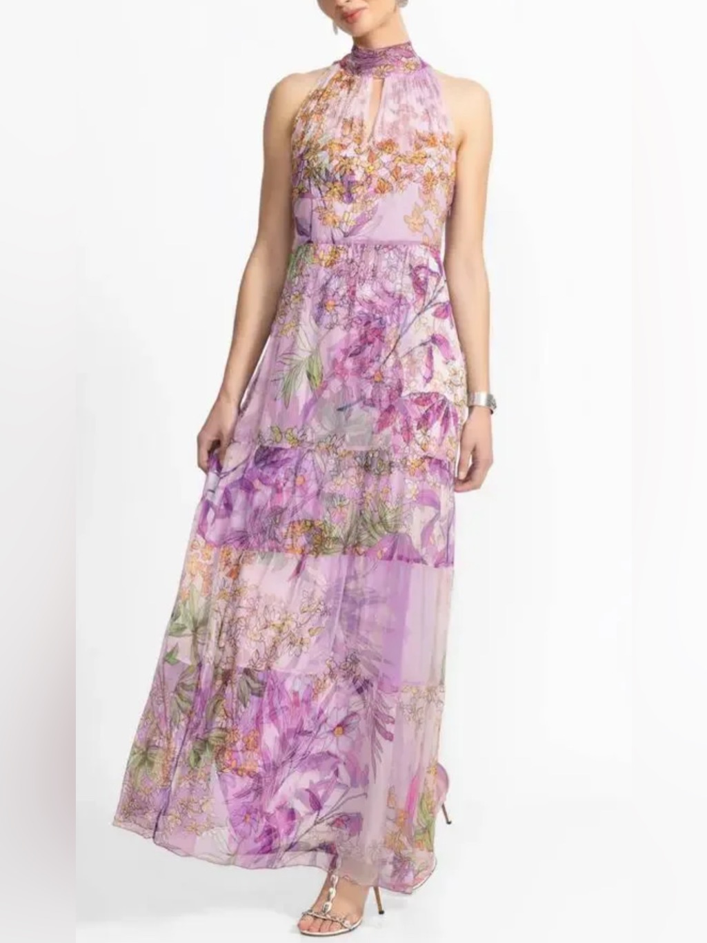 Johnny Was Riona Halter Maxi Dress Lilac Floral Halter Maxi Dress